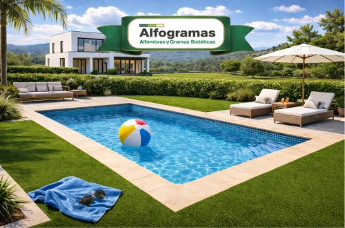 Grama Sintética Piscinas Alfogramas